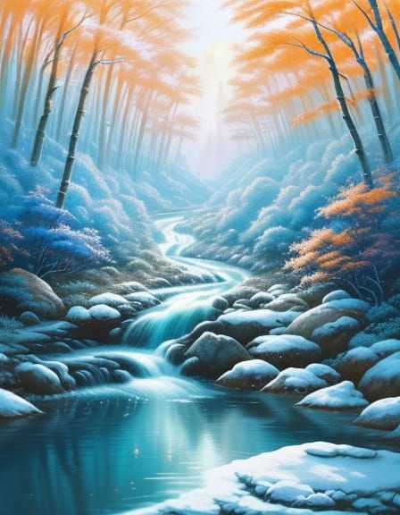 White Wolf in Snowy Jungle: A Fantasy Illustration