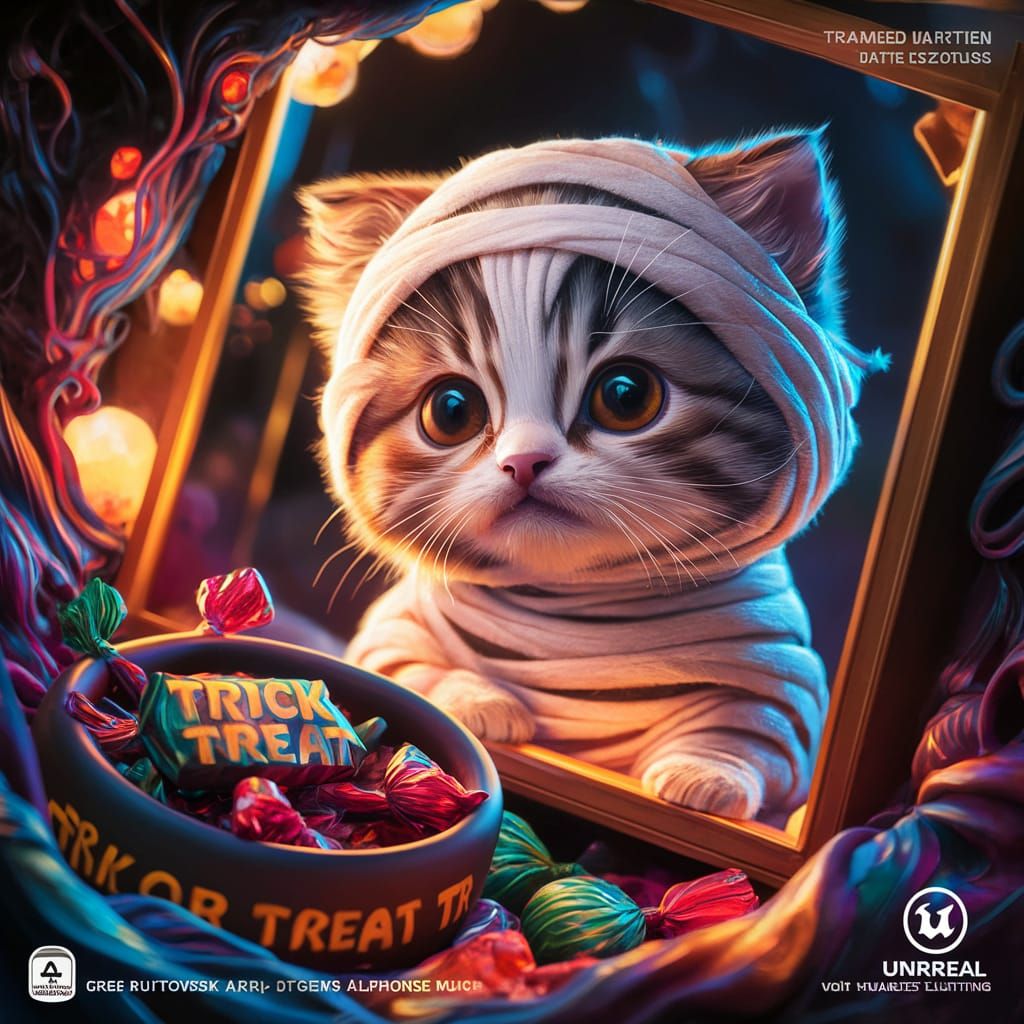 Chibi Kitten Mummy Portrait for Halloween