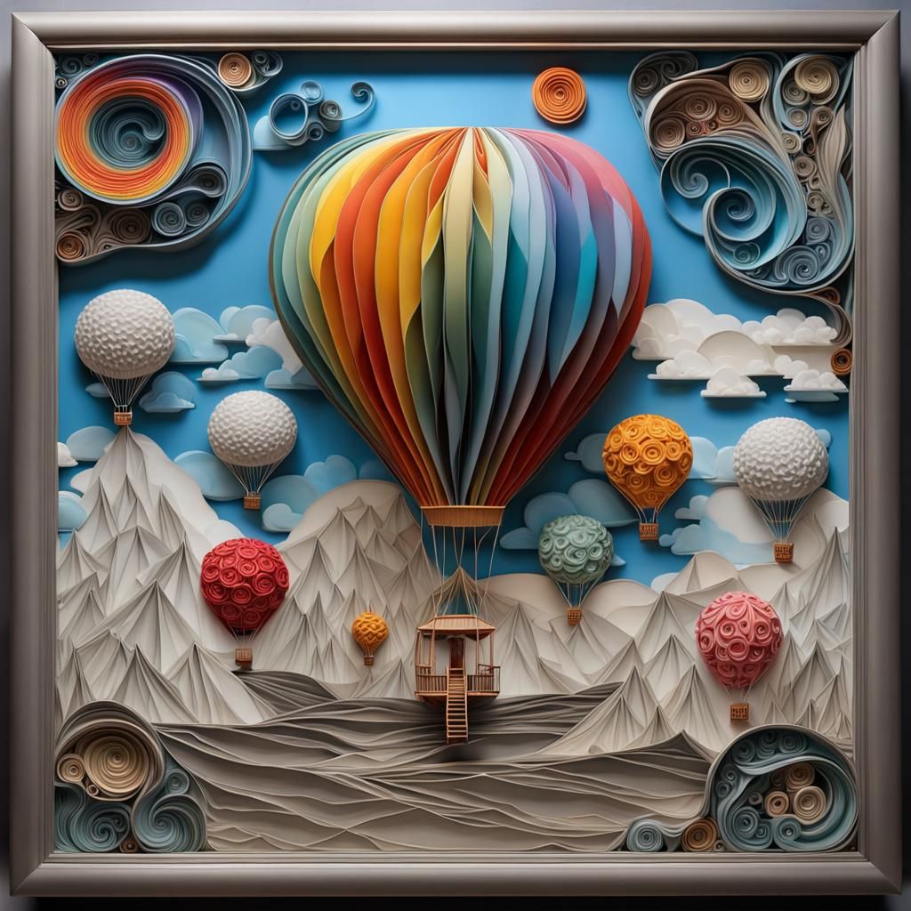 Paper quilling hot air balloon
