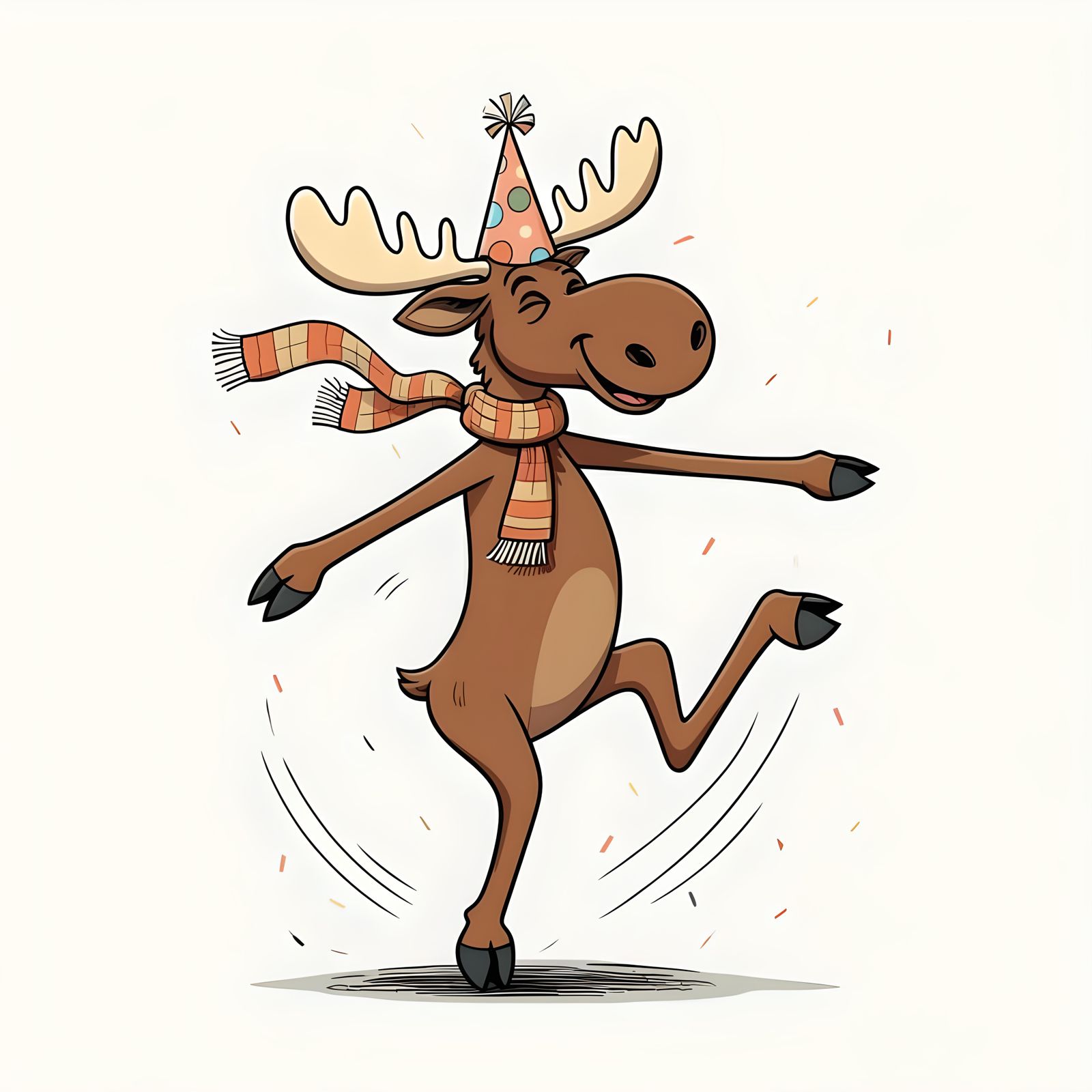 Joyful Dancing Moose: Black and White Vector Art