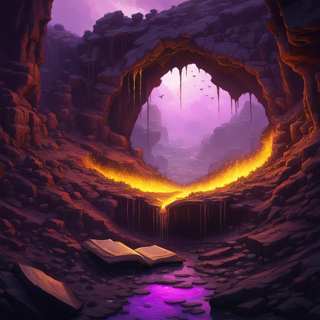 Fissure Opens Like Book Page: Dark Fantasy Art