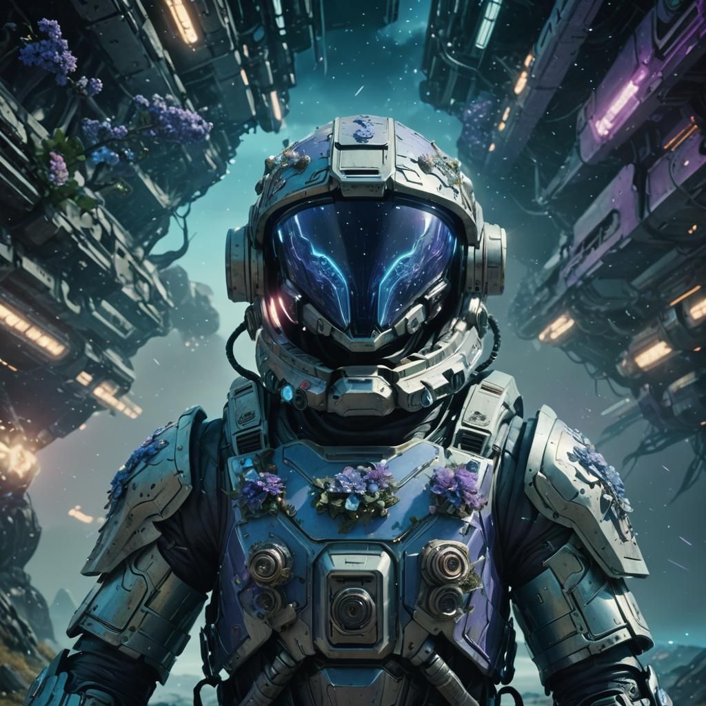 Futuristic Sci-Fi Armor in Desolate Landscape