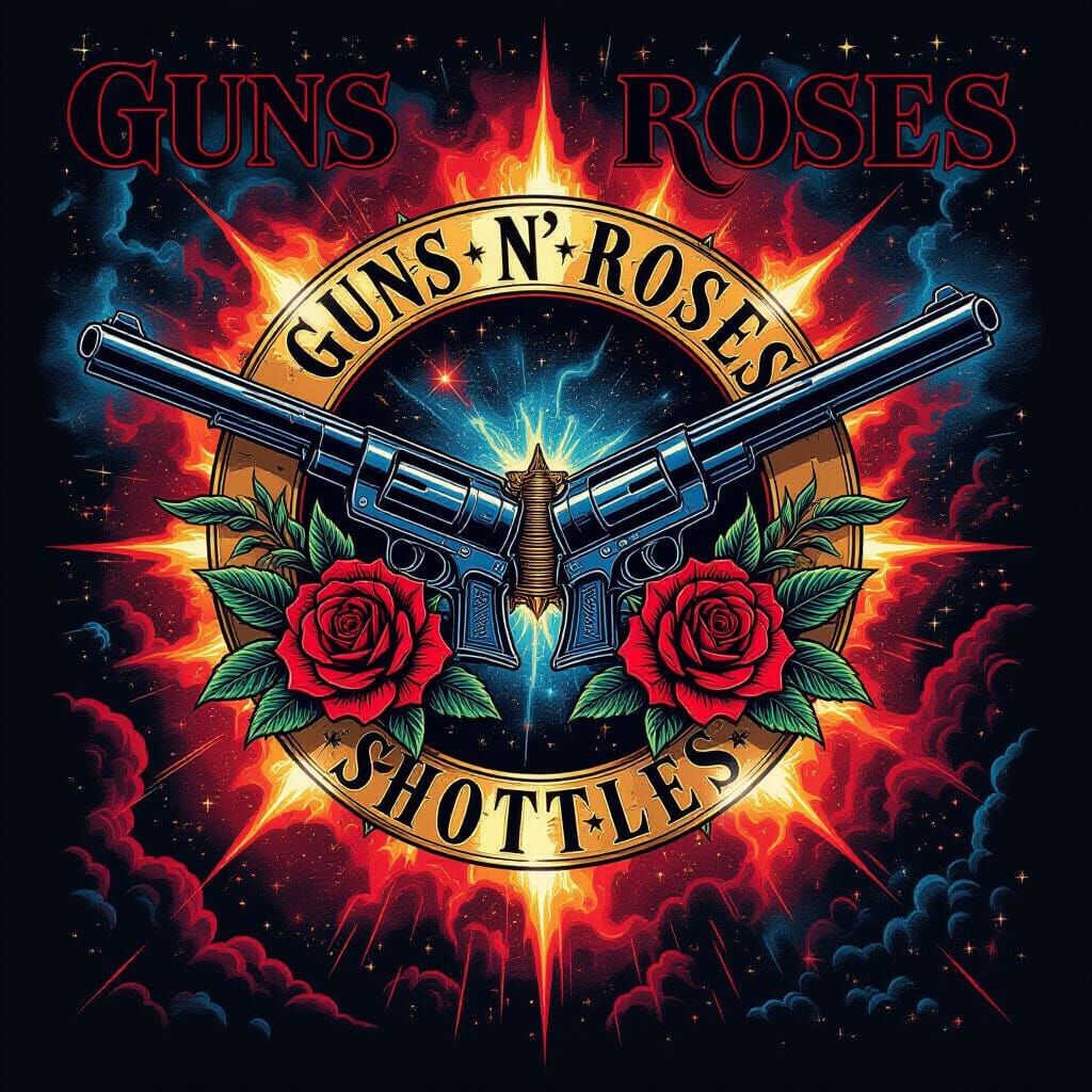 Guns N Roses Logo in Heavy Metal Album Art Style