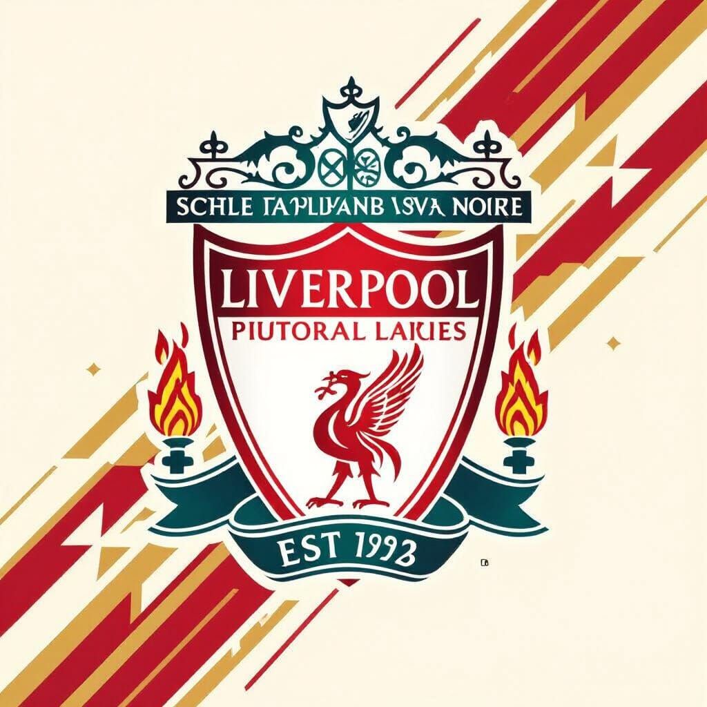 Modern Liverpool FC Logo: Red, White, Gold Vector Design