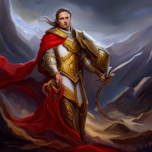 Dragon Templar Knight in Gold Armor: High Fantasy Art