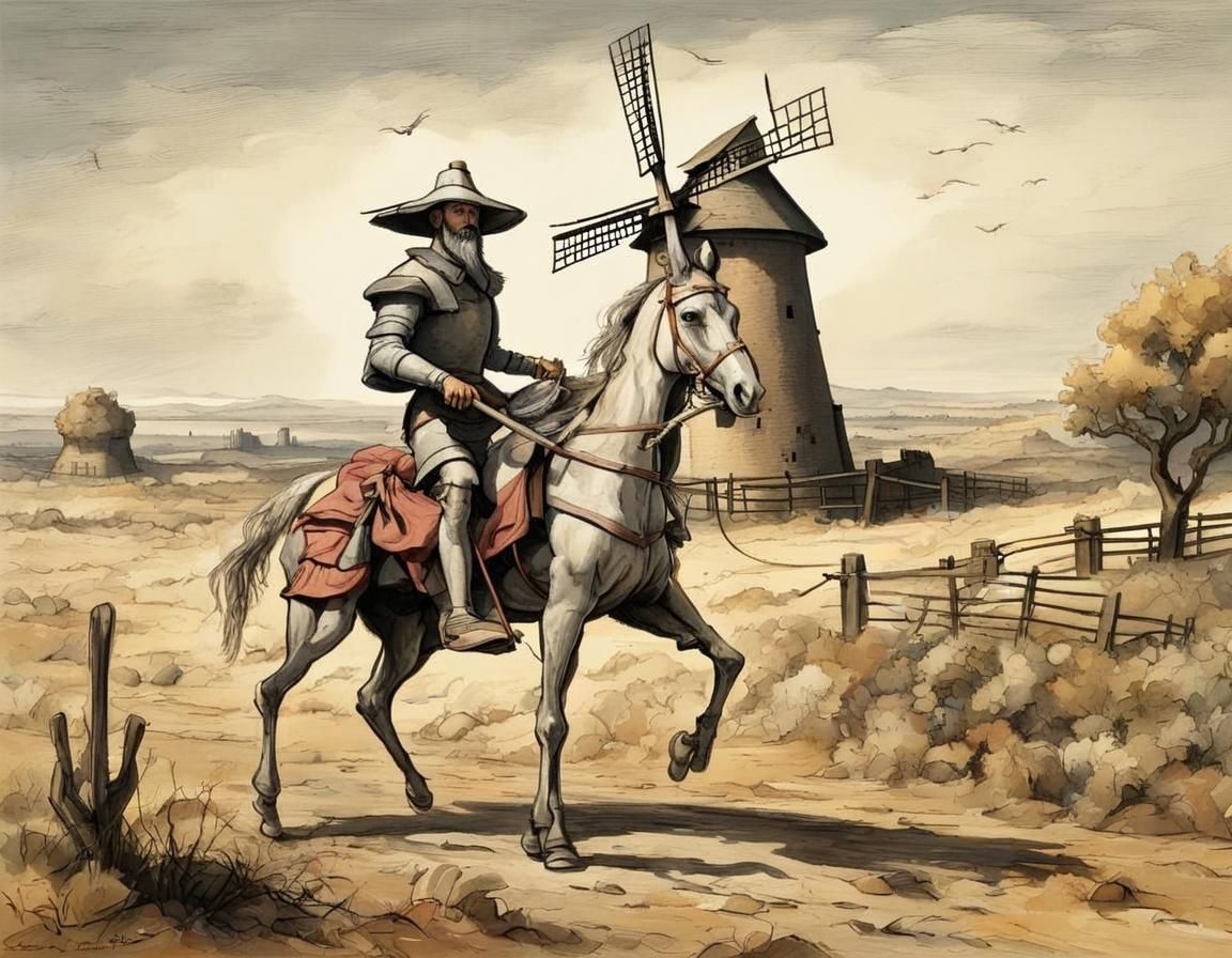 Don Quijote on his horse