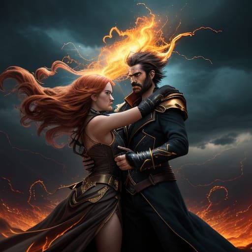 Swords Ignite in Vortex of Swirling Flames and Air