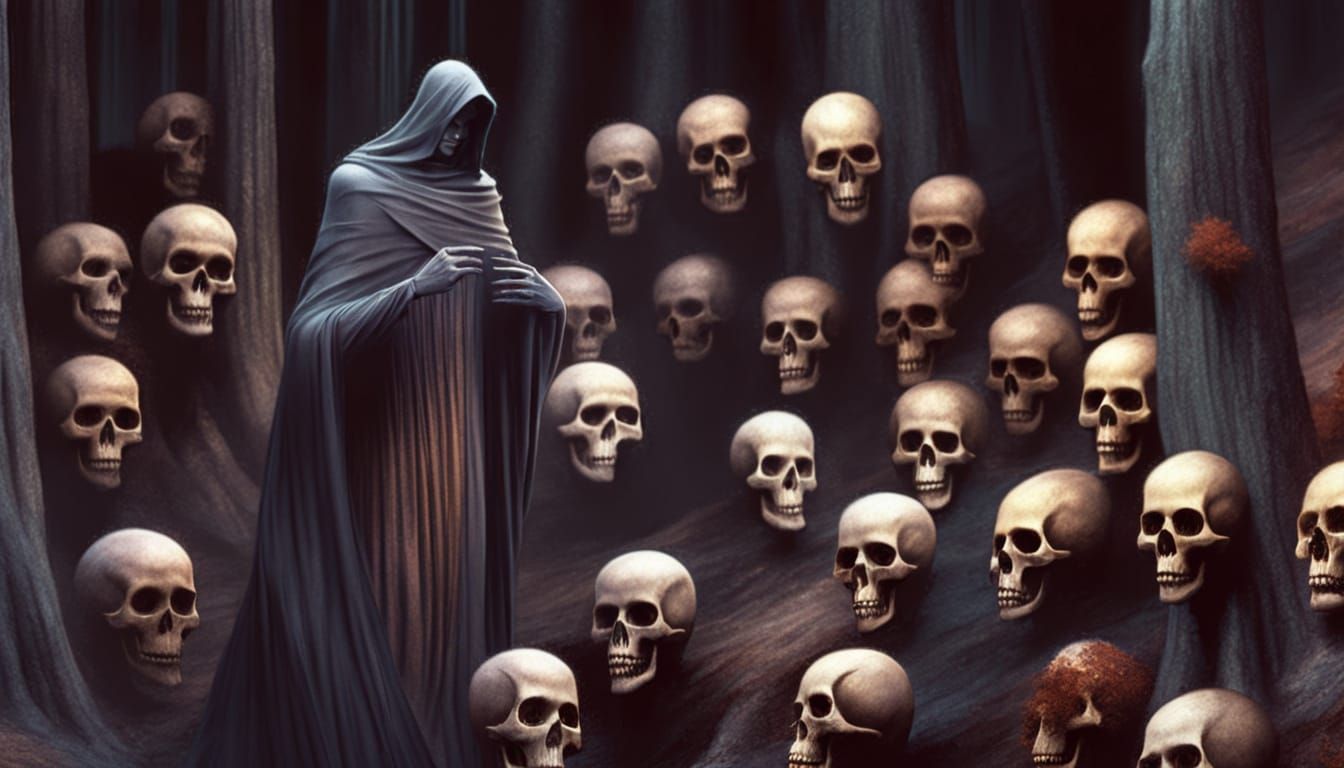 Surreal Oil Painting of Figure in Desolate Landscape