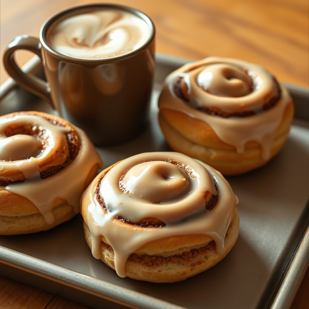 Warm Cinnamon Swirls and Coffee in a Cozy Bakery Setting