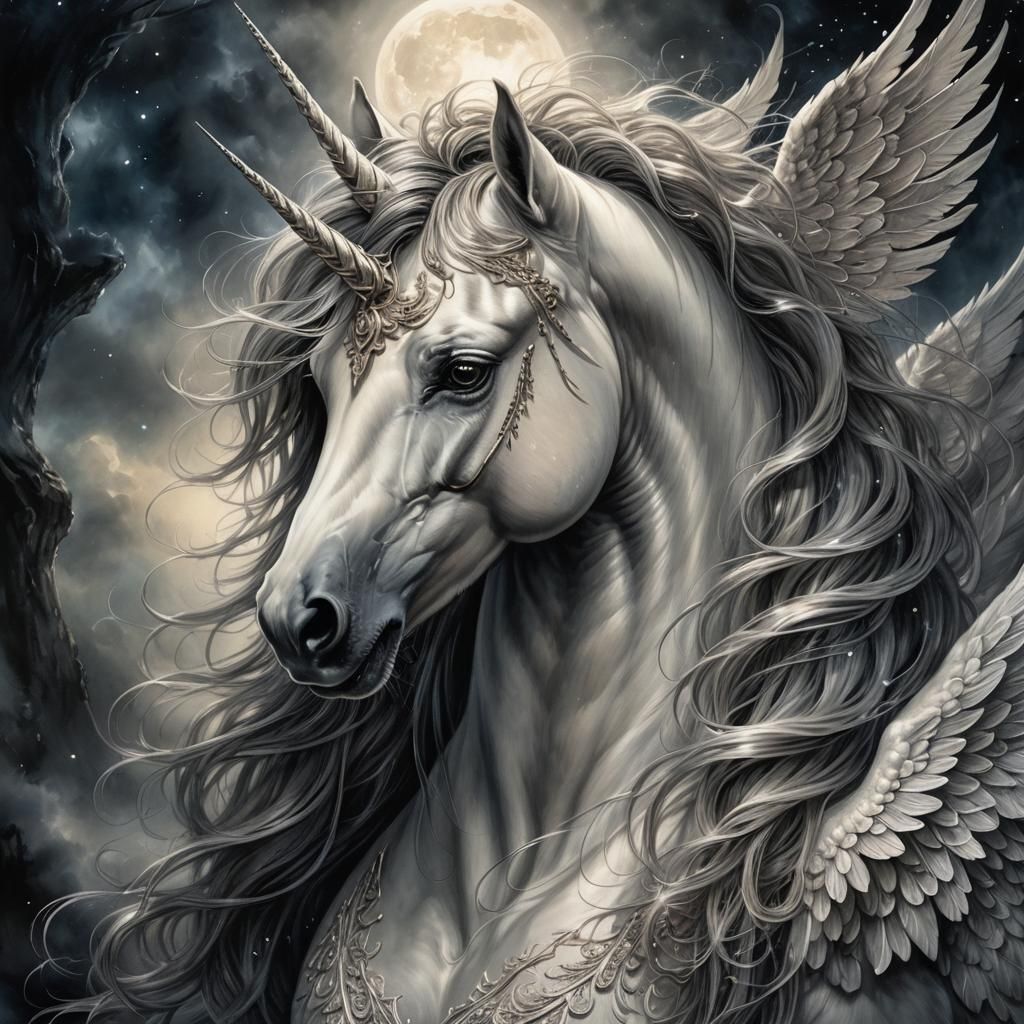 Dreamscape Unicorn Pencil Sketch in Fantasy Art Style