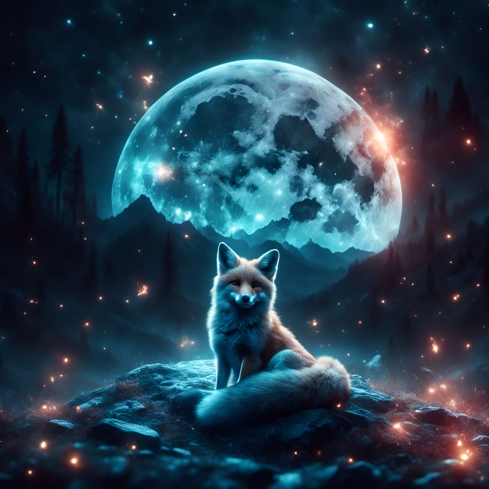 Glowing Crystal Fox with Nine Tails