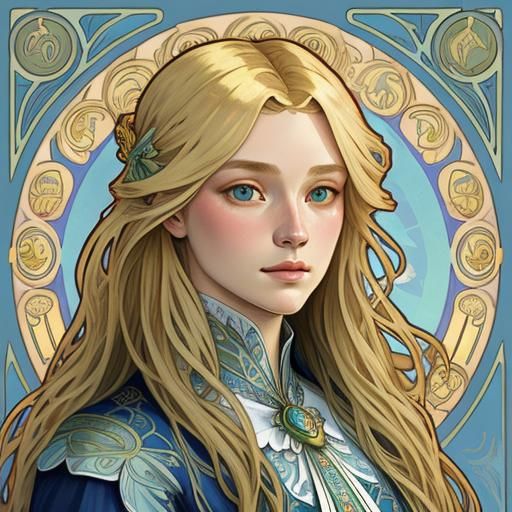 Art Nouveau Mermaid Portrait in 8k Resolution