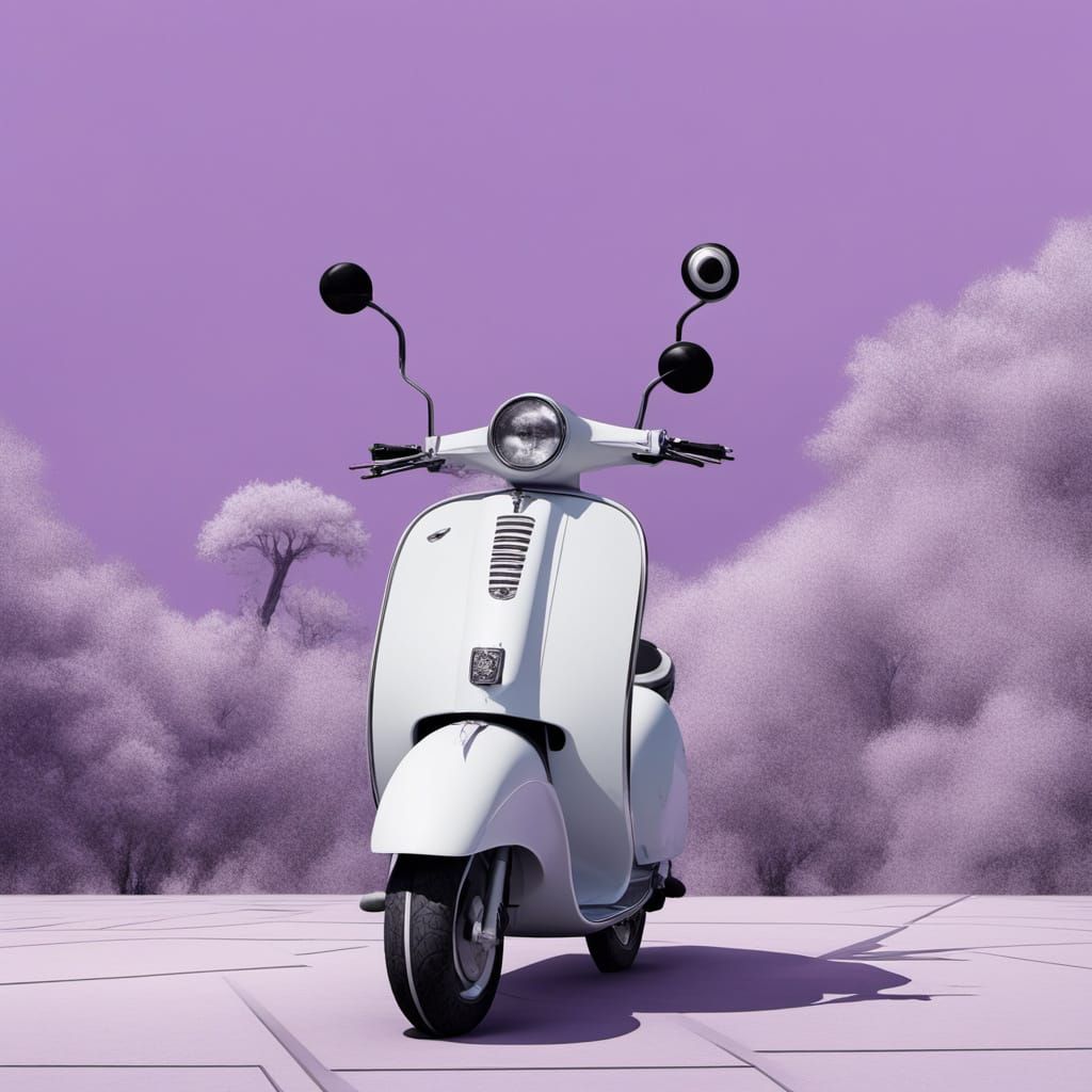 Surreal Geometric Abstract Painting of a White Pointer