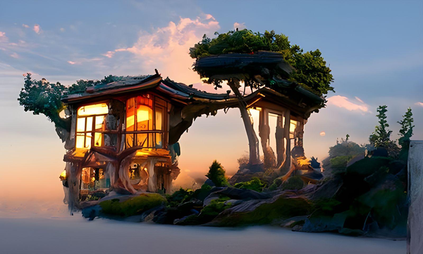 Fantasy Treehouse in Studio Ghibli Style