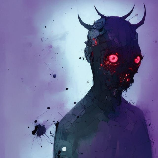 Creepy Vantablack Demon Portrait in Darkcore Style