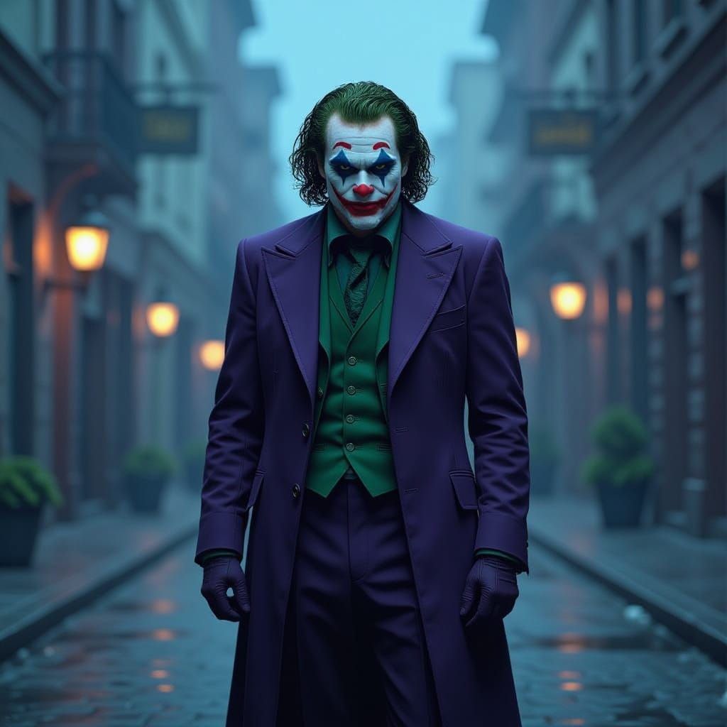 Heath Ledger Joker in Dramatic Matte Painting Style