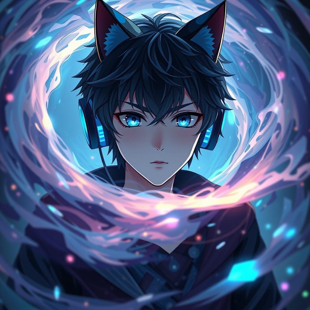 Anime-Style Portrait of a Dark and Handsome Young Man