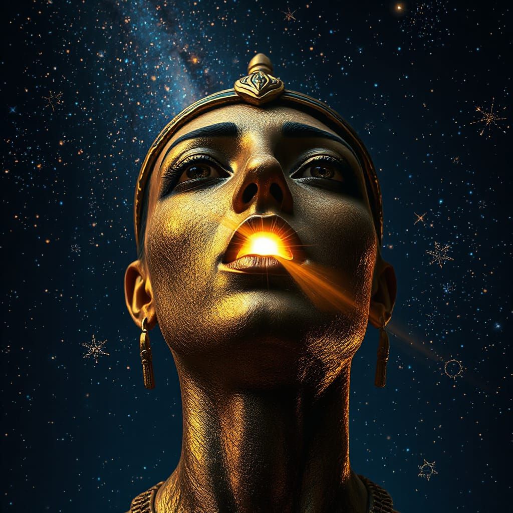 Egyptian Goddess Nut Capturing Sun, Caravaggio Style