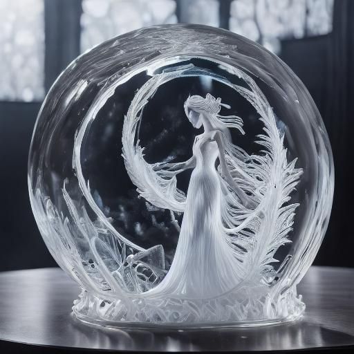 Mystical Frozen Flower in Glass Garden