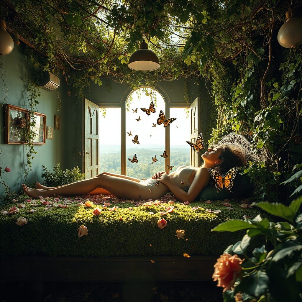 Enchanted Garden Oasis in Dreamlike Surrealism