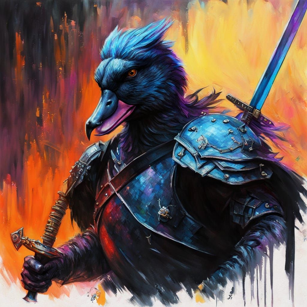 Sir Quack The Brave in Cyberpunk Style