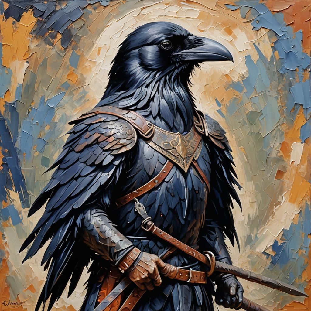 Raven Warrior as Impasto Painting