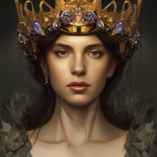 Queen with Bone Crown: Hyperdetailed Artstation Portrait