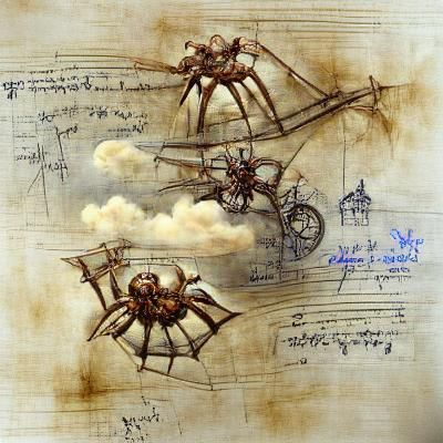 Steampunk Flying Spider: Da Vinci-Inspired Concept Art