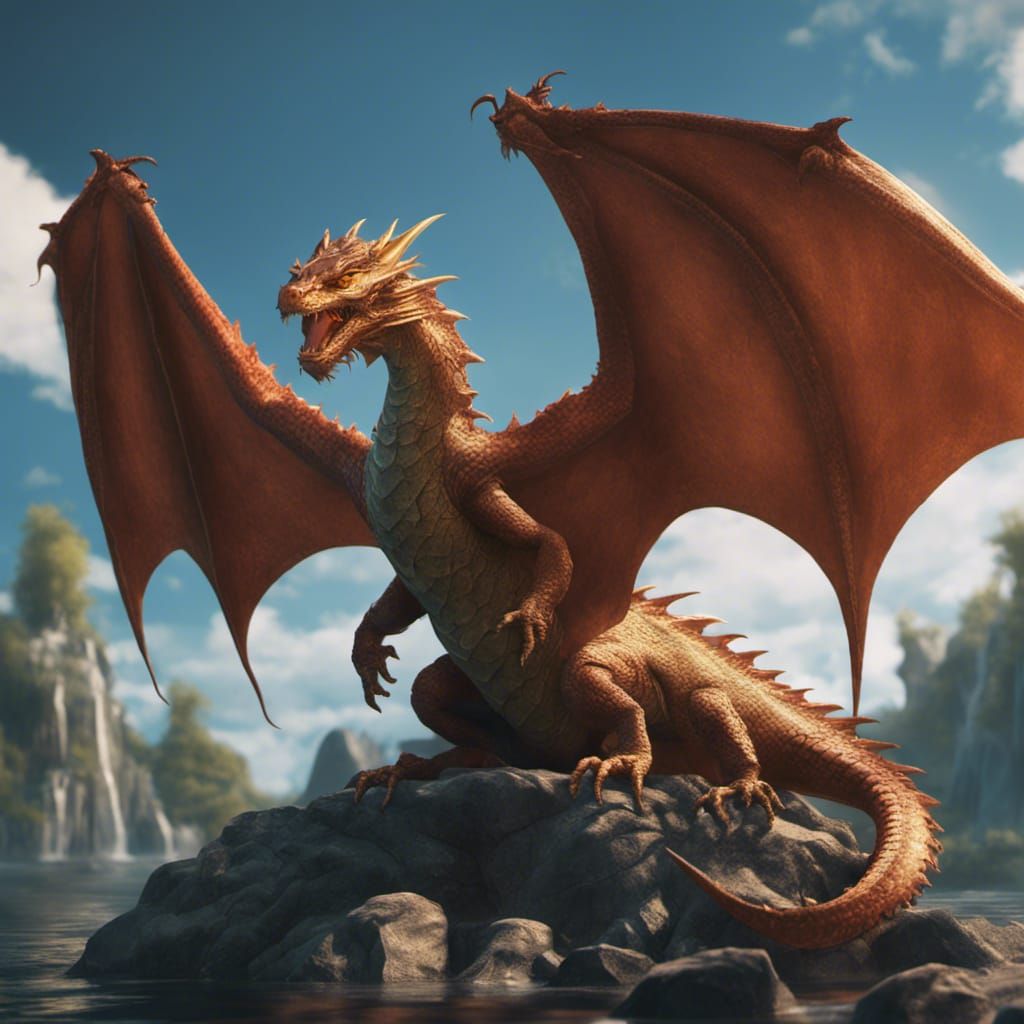 Detailed Water Dragon Matte Painting in Deep Color