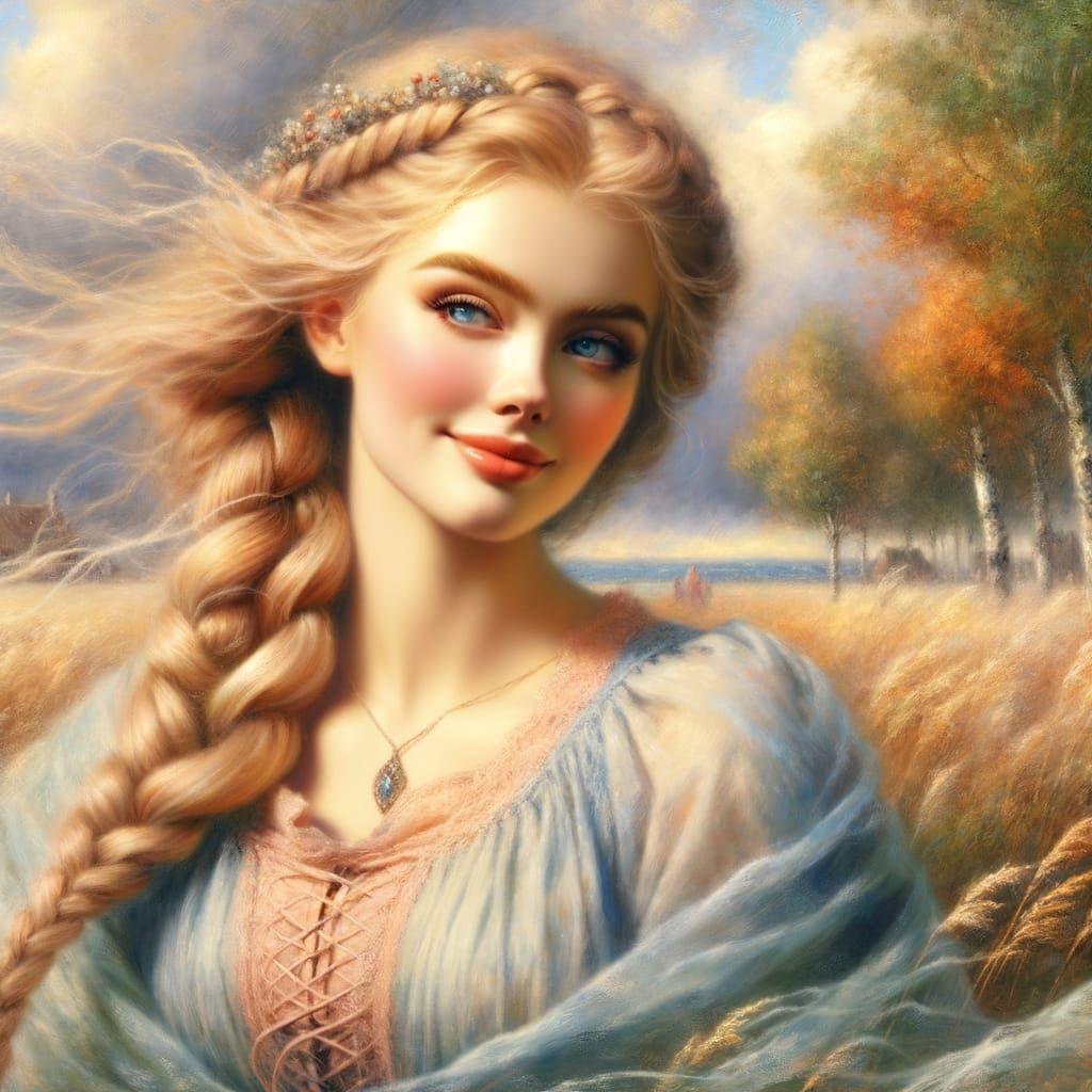 Norse Goddess of Wind in Autumn Impressionism