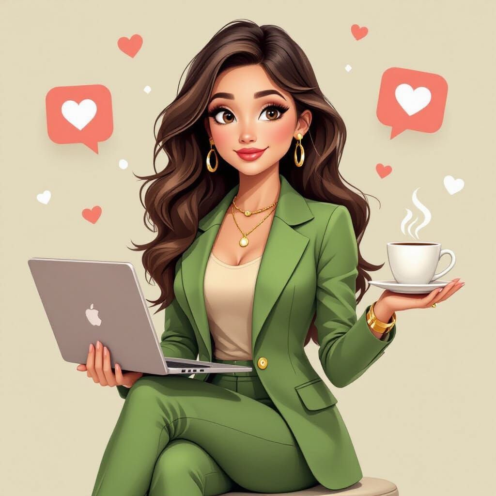 Elegant Woman in Social Media Frame