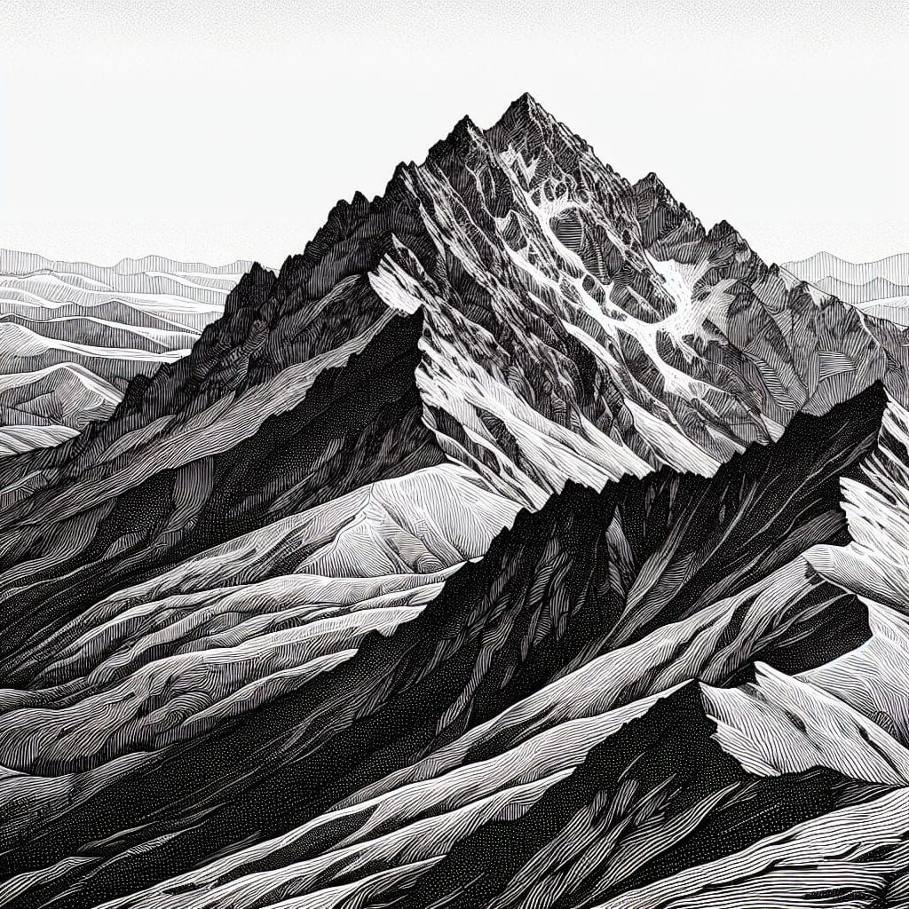 Krivan Mountain Line Art in the High Tatra Slovakia