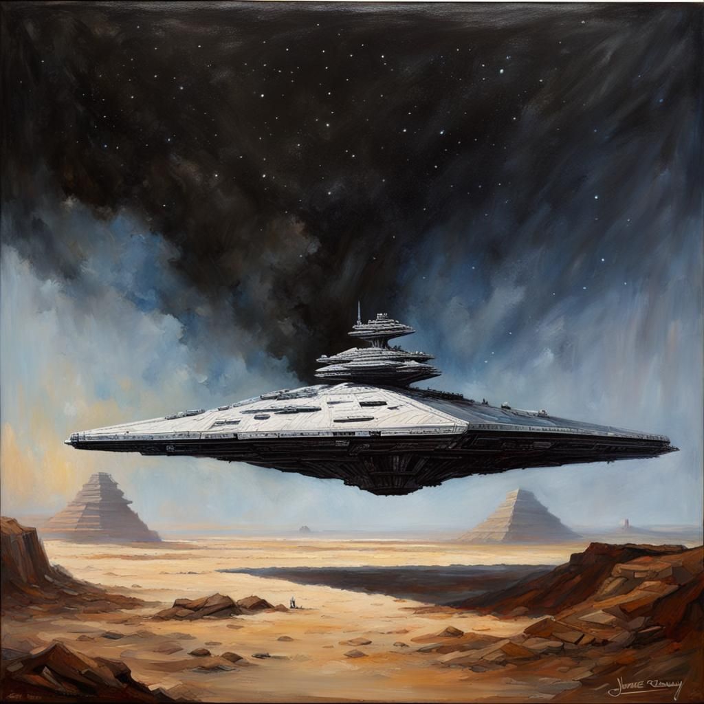 Star Destroyer: Oil Painting in Gurney Style