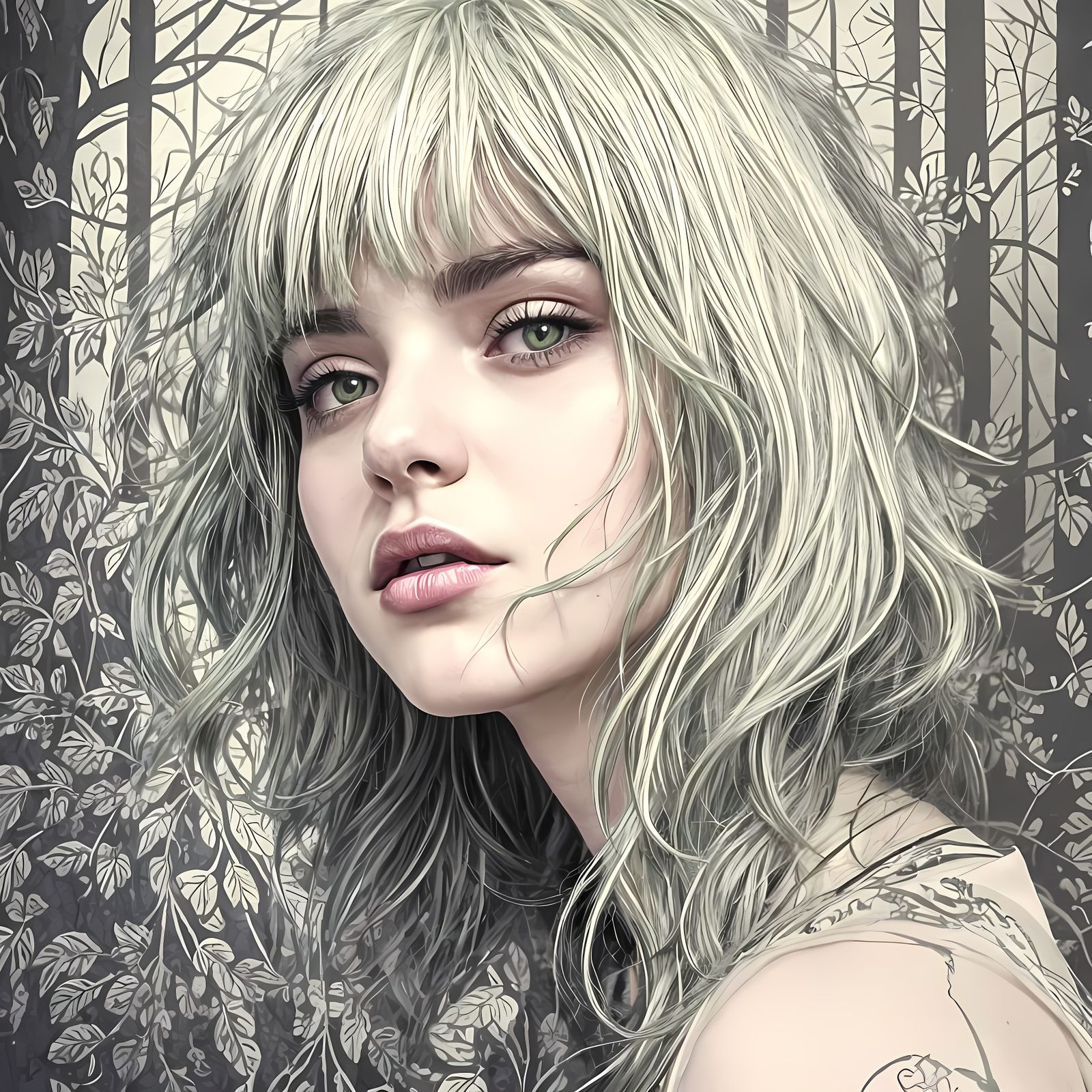 Eerie Surreal Portrait in Dreamlike Digital Art Style
