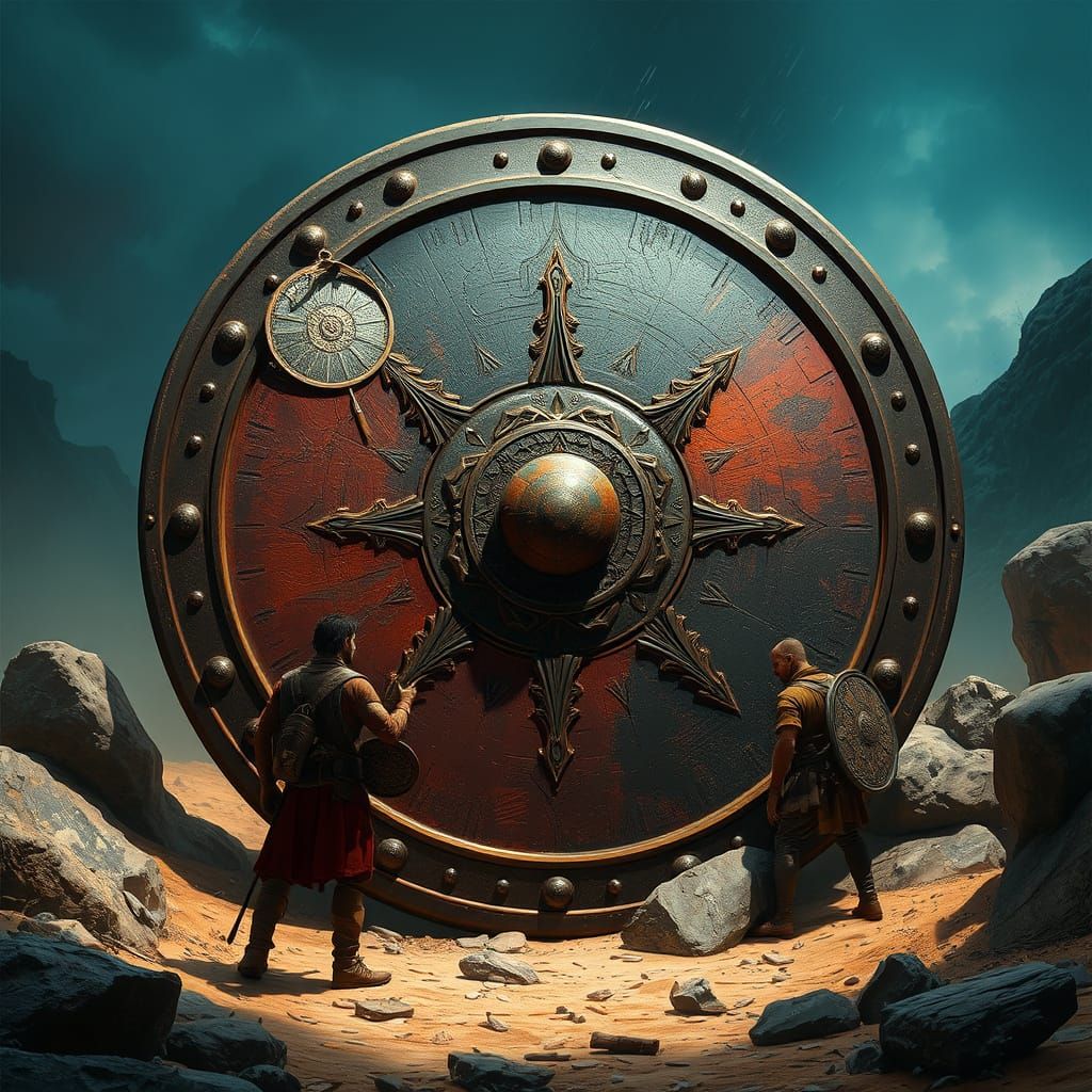 Goliath's Legendary Shield Unveiled in Vivid Fantasy Art