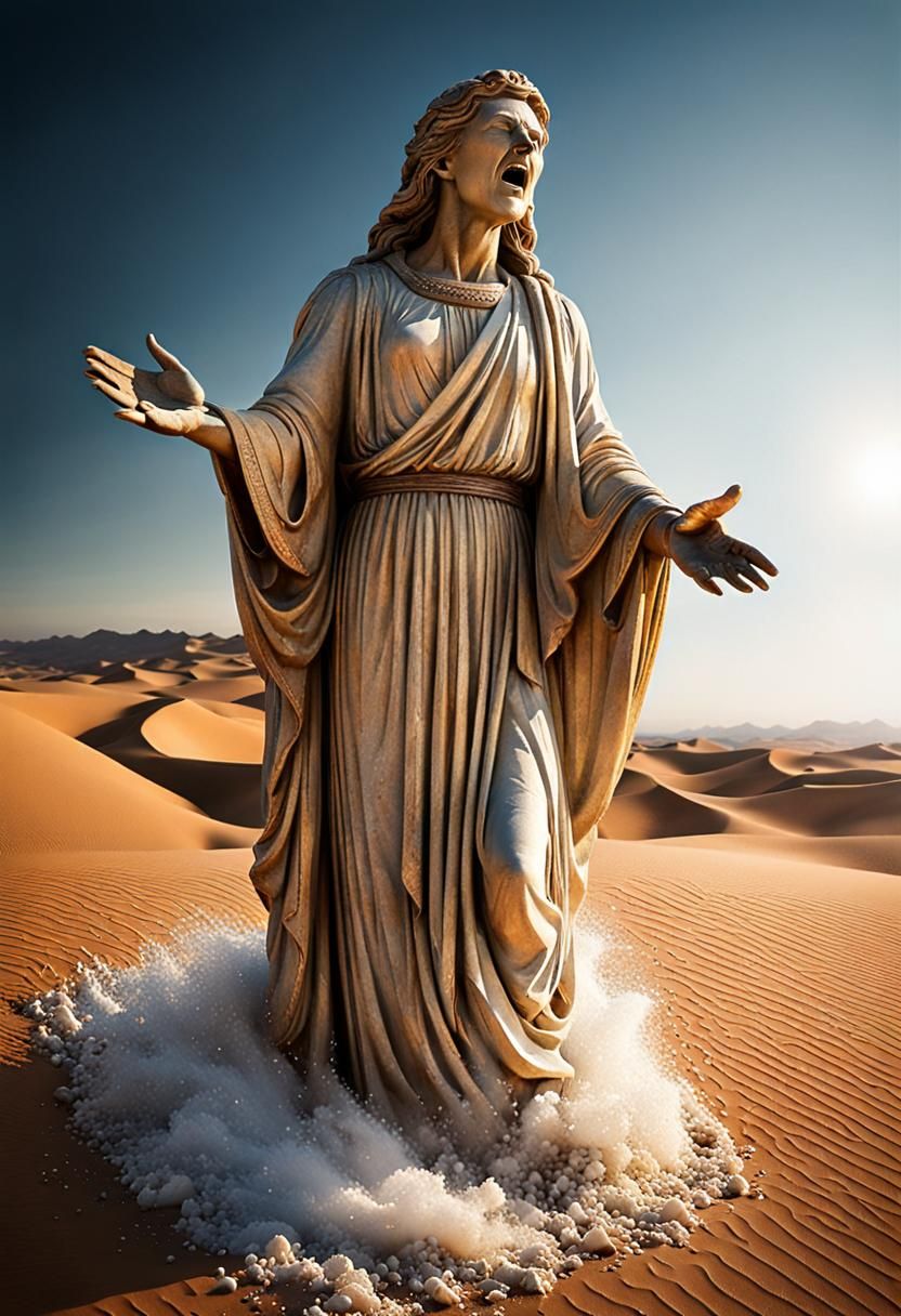 Salt Statue of Lot's Wife in Desert