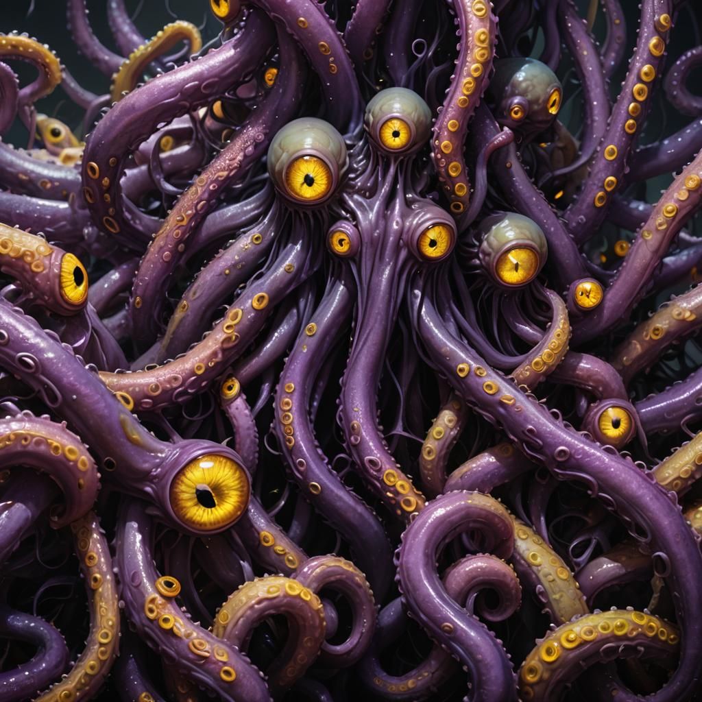 Writhing Tentacle Mass in Dark Fantasy Concept Art