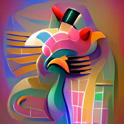 Art Deco Style Colorful Chicken Illustration