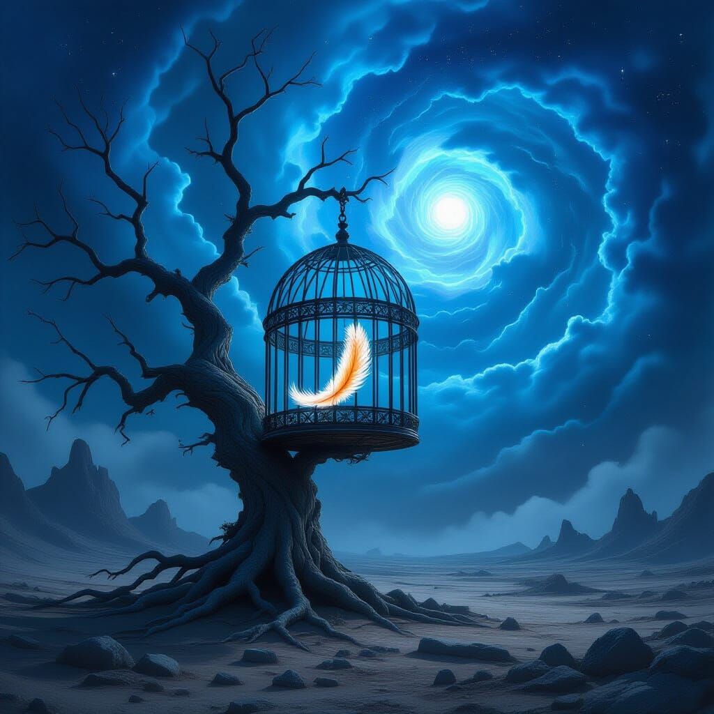 Ancient Tree Birdcage with Phoenix Feather