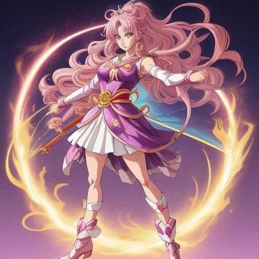 Magical Girl Transformation in Japanese Manga Style