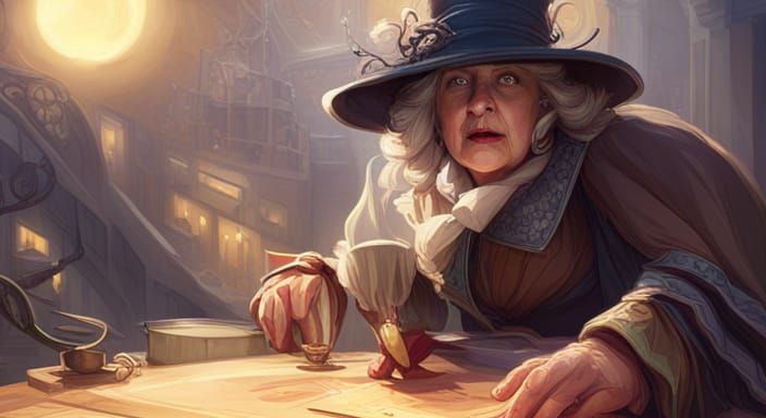 Nanny Ogg Dances: Detailed Fantasy Art Portrait