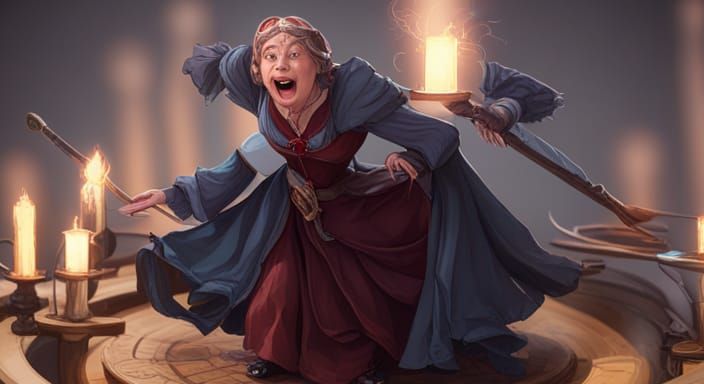 Nanny Ogg Dances: Detailed Artstation Portrait