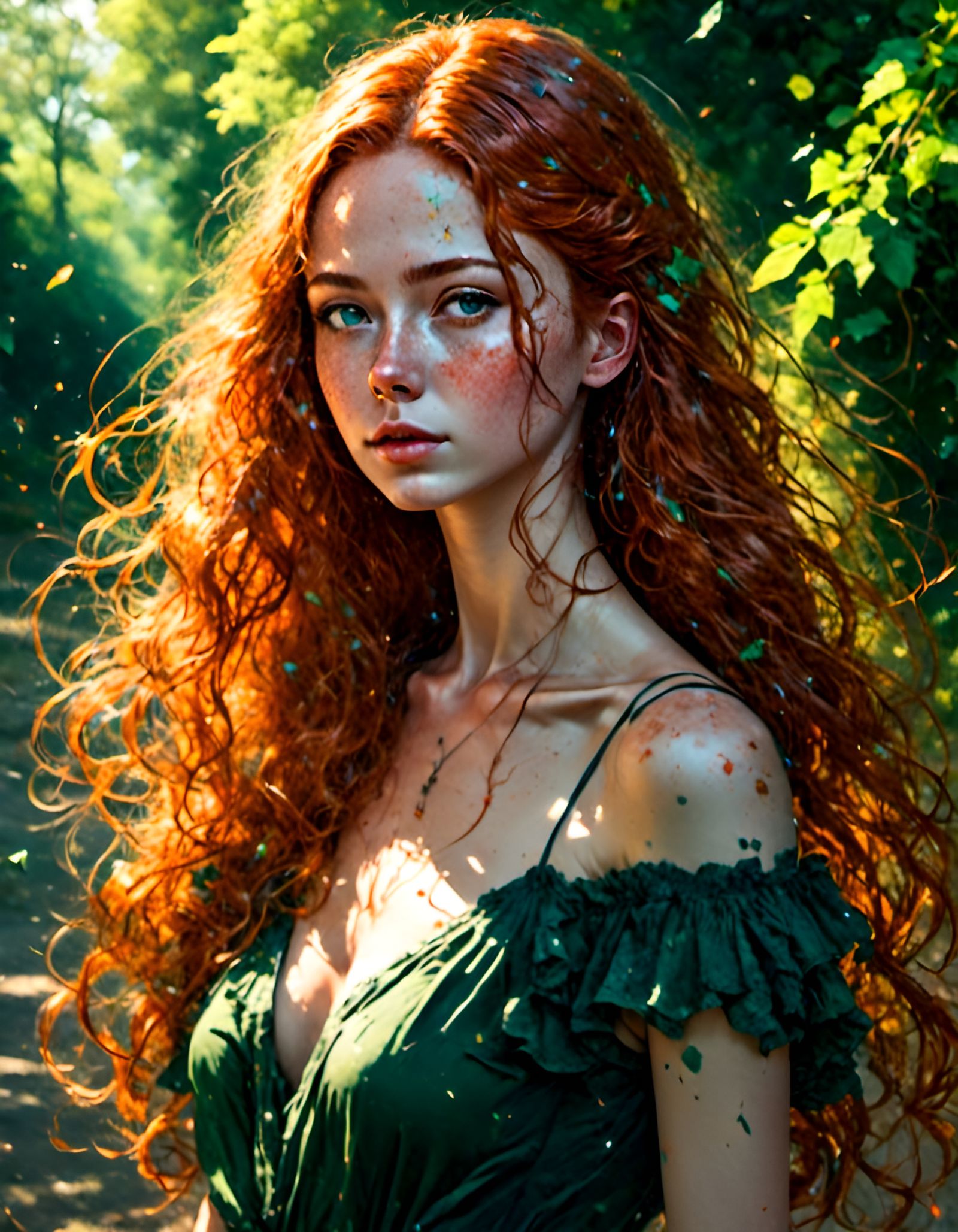 Portrait of a Beautiful Woman with Red Hair