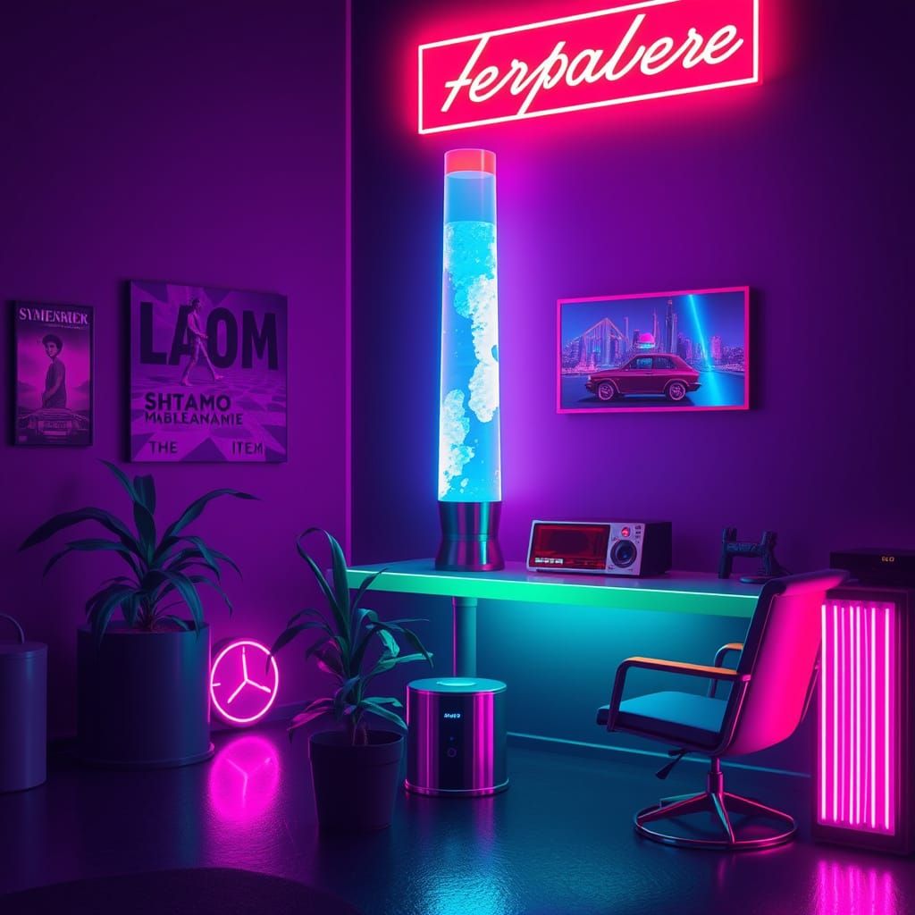 Neon Retro Synthwave Lava Lamp