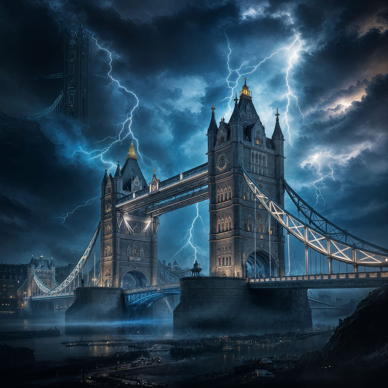 Tower Bridge Strikes Back: Lightning Storm Art