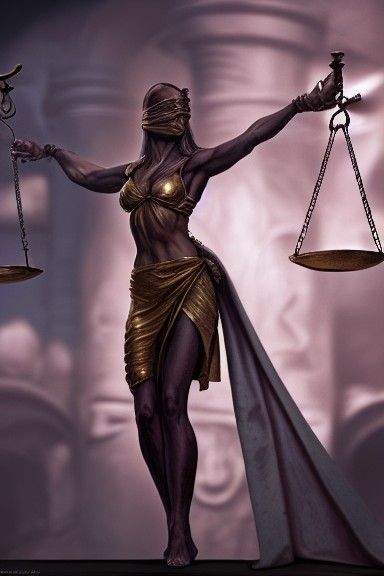 Lady Justice with Scales: Hyperdetailed Concept Art