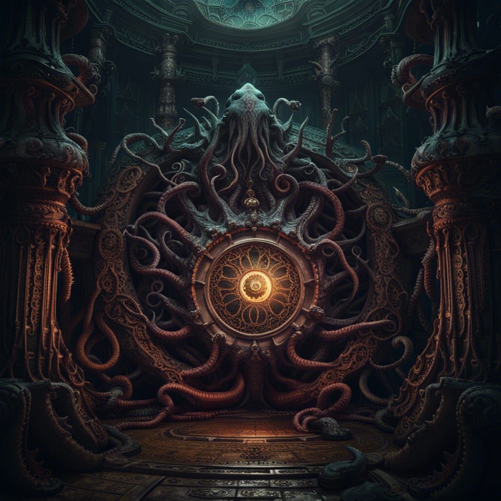 Yog-Sothoth Rises from R'lyeh in Steampunk Style