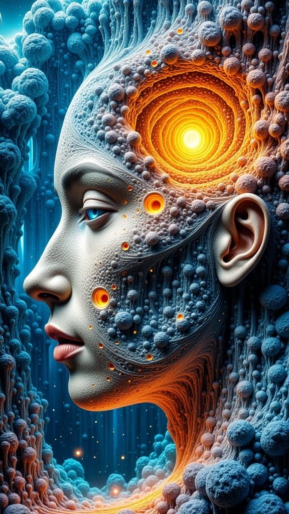 Surreal Geometric Cosmic Environment in Fluid Art Style