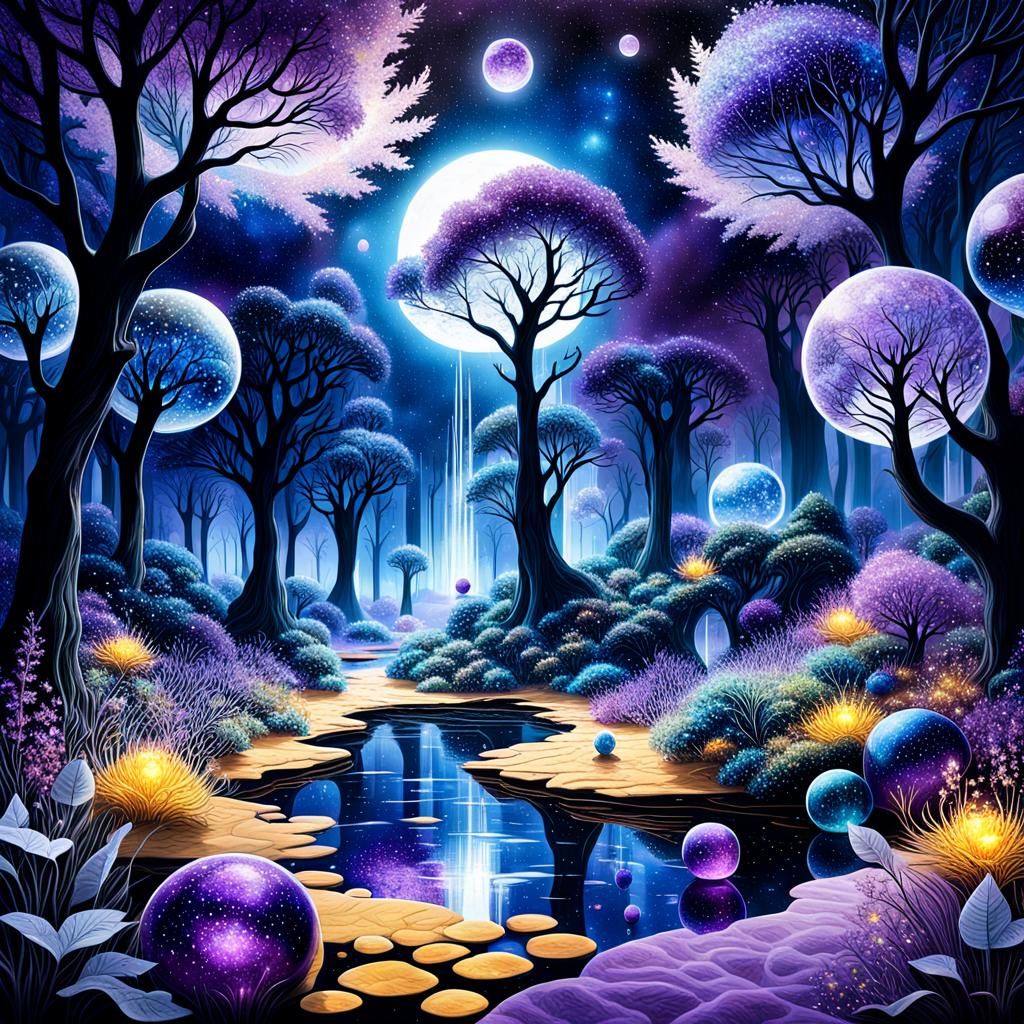 Celestial Garden in Space as Digital Art