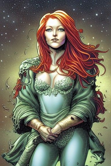 Happy Redhead in Comic Book Style Art